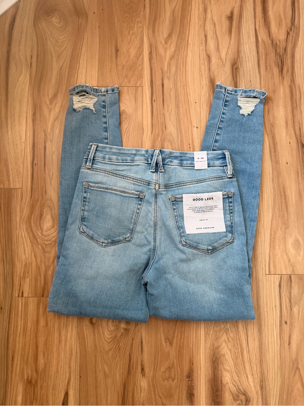 Good American Light Blue Skinny Distressed Jeans NWT